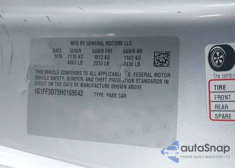 2017 Chevrolet Camaro 1Ss from USA, damaged, VIN 1G1FF3D73H0168642